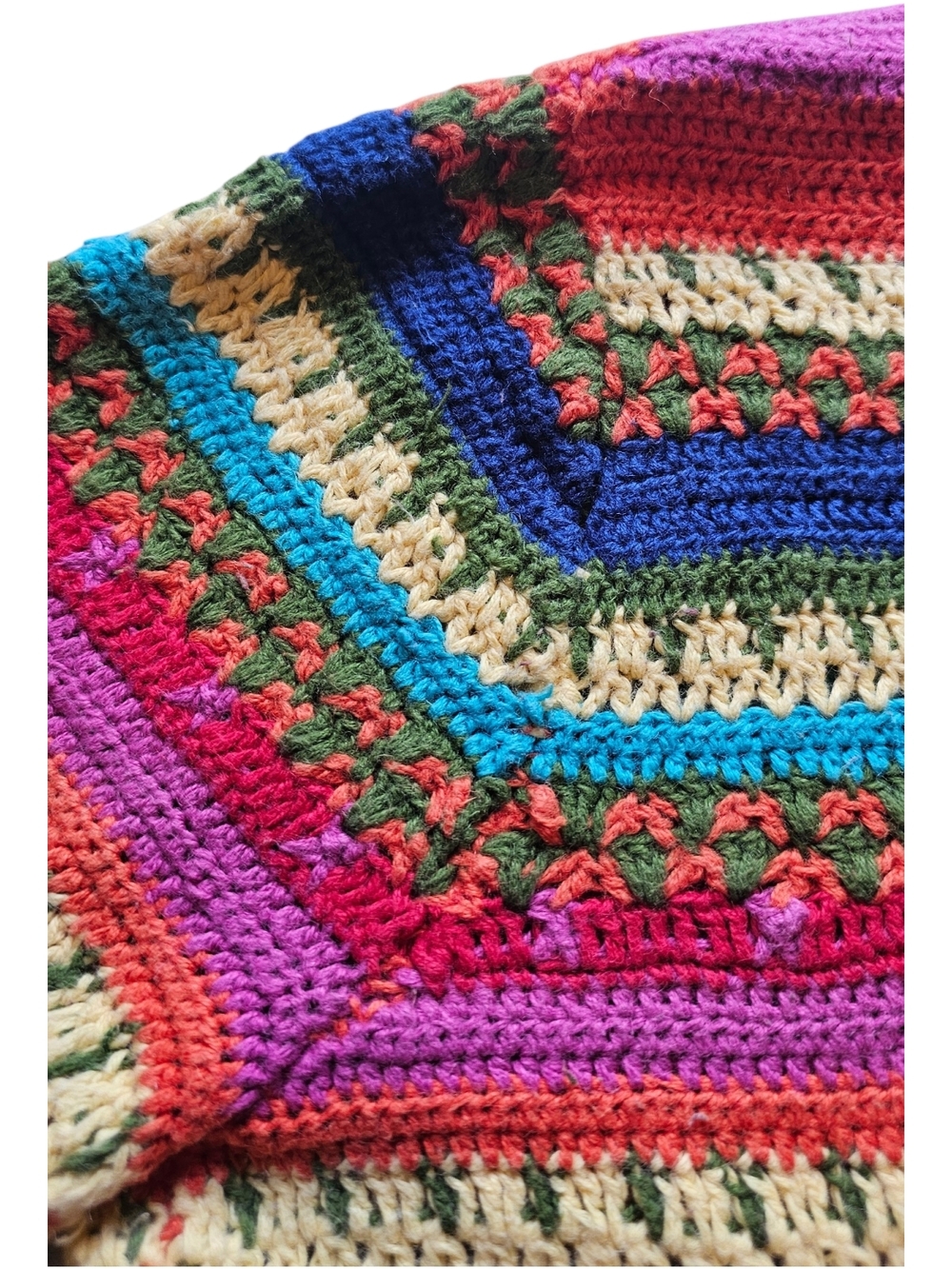 Casual Corner Annex Crochet Cardigan XL Colorful Striped Boho Knit Button Front - Picture 9 of 11